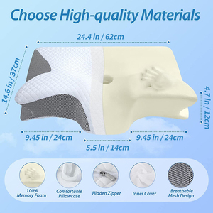 Cervical Sleep Pillow 62x37x12cm Memory <b>Foam</b> Neck Support Black Wedge <b>Shape</b> Modern Design - Product Image 3