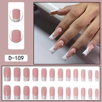 Vente en gros de faux ongles à la française en ABS, bouts d'ongles longs, effet perlé, faux-ongles simples à presser