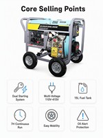 Générateur diesel VISION DG6500E 5KW avec ATS, démarrage électrique 12V DC, 50/60Hz pour usage industriel, commercial et de construction