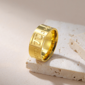Anillo con símbolo Pi, anillo con letras griegas, banda de boda de acero inoxidable, anillo de joyería matemática, amantes de las matemáticas, regalos de cumpleaños para mujeres - Product Image 1