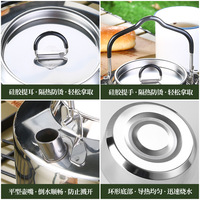 Bouilloire à eau chaude portable écologique en acier inoxydable 304 pour le camping, avec poignée, design moderne, compatible gaz - Stock disponible