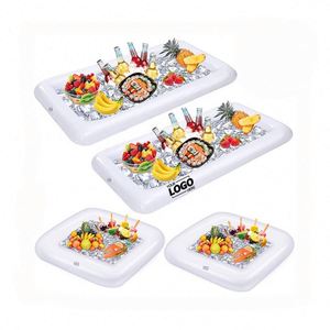<b>Inflatable</b> Ice Bar Tray for Pool Parties Rectangular Floating Drink & Fruit Cooler with Ice Bath - Product Image 1