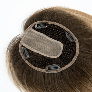Solution anti-chute de cheveux à clipser, Topper en soie à base filet 6x6, densité 150%, cheveux humains européens noués à la main - Product Image 2