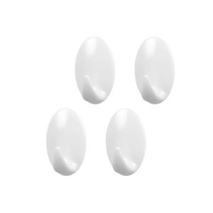 Small Egg Shaped Adhesive <b>Hooks</b> Pack Of 4 White Wall Mount <b>Hooks</b> For Home <b>Kitchen</b> Bathroom Use - Product Image 1