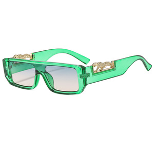 แว่นกันแดดทรงเหลี่ยมสไตล์ใหม่สำหรับผู้ชาย ลุคเรโทรฮิปฮอปแบบลำลอง ป้องกันรังสียูวี 400 ลายเสือดาว - Product Image 6