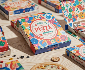 Caja de <span class=keywords><strong>Pizza</strong></span> de Cartón Corrugado Ecológica al por Mayor, Impresión de Logotipo Personalizado, Cartón de Papel Blanco y Marrón para Envasado de Alimentos para Llevar - Product Image 1