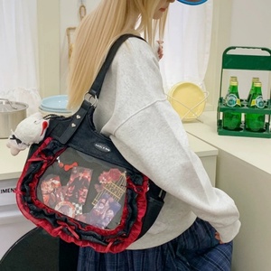 Bolso de Mensajero de Satén para Mujer, al por Mayor, a la Moda, Impermeable, con Cierre de Cremallera, Gran Capacidad, con Ventana Frontal de Malla - Product Image 4