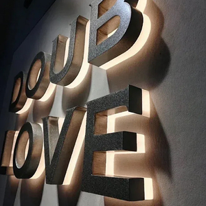 사용자 정의 LED 백라이트 편지 3D 로고 레이저 컷 금속 스테인레스 스틸 서명 개인화 된 비즈니스 리셉션 벽 로고 회사 이름 - Product Image 3