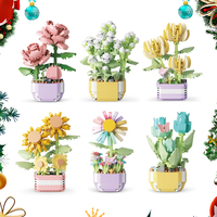 Mini jouets pour enfants, blocs de décoration pour la maison, fleurs en pot