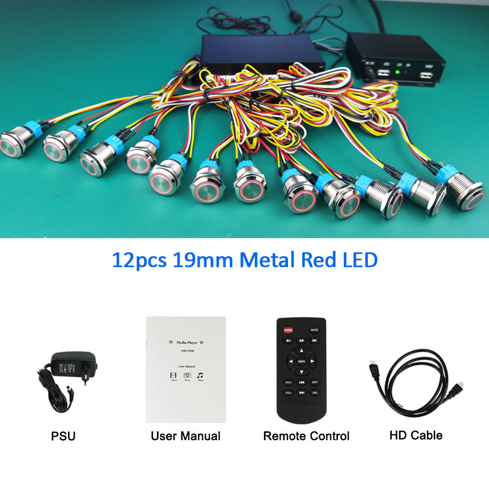 12pcs 19mm Metal red led