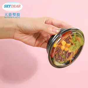 Plastic Salad Container Plastic ECO Friendly Biodegradable Reinforced Plastic Transparent White Lemon Salad Bowl Container For Take Away Out With Cover Servers