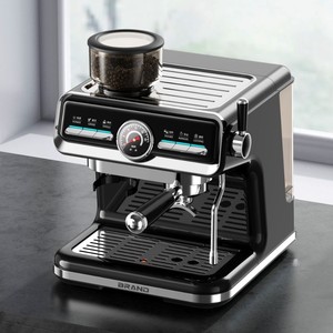 Machine à expresso commerciale avec <span class=keywords><strong>broyeur</strong></span> intégré, contrôle de la température, design rétro en acier inoxydable, manomètre, pour hôtel, camping-car, voiture - Product Image 2