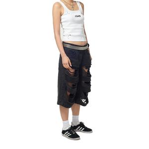 Novedad: Pantalones Cortos Vaqueros Vintage para Hombre, Estilo Urbano, Personalizados, Holgados, Negros, Rotos, Desgastados y Destruyidos - Product Image 5