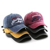 Casquettes de baseball rétro en toile délavée avec broderie américaine de New York pour hommes et femmes, broderie décontractée, logo personnalisé
