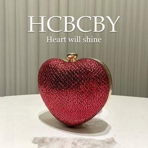 Elegant Women's Glam Red Mini Heart-Shaped Clutch <strong>Sparkling</strong> Evening <strong>Bag</strong> for Brides and Parties - Product Image 3