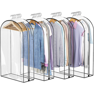 Housse de vêtement transparente avec doublure en PEVA, sac de rangement anti-poussière pour vêtements, usage domestique, style moderne, design pliable - Product Image 1