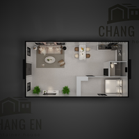 Maison préfabriquée en conteneur JHCE1 avec 1 chambre, douche et toilettes pour restaurant ou villa