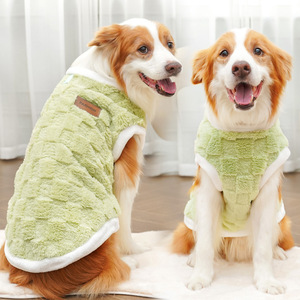 wholesale Autumn Winter Cold Weather Dog Clothes Pet Fleece Jacket Warm Checkered <b>Plush</b> Dog Sweater Vest - Product Image 2