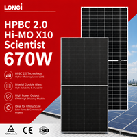 Panel Surya LONGi Tier 1 Hi-MO X10 670W 665W 660W LR7-72HVD HPBC 2.0 Tipe-N Mono Bifasial Kaca Ganda 650-675W Modul PV