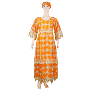 H & D — <span class=keywords><strong>robe</strong></span> africaine traditionnelle pour femmes, <span class=keywords><strong>Bazin</strong></span>, <span class=keywords><strong>Riche</strong></span>, avec broderie et bonnet, Maxi, <span class=keywords><strong>2022</strong></span> - Product Image 4