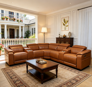 Canapé sectionnel en cuir inclinable électrique avec enceintes Bluetooth, design moderne en forme de L, meubles de salon avec charge sans fil - Product Image 1