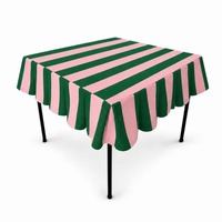 Housse de table de mahjong carrée en toile de coton sur mesure, rayée, vert foncé et rose, lavable, style américain