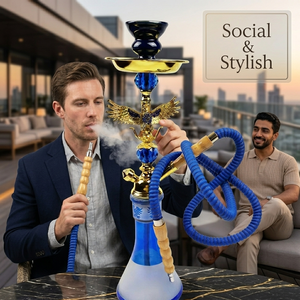 Narguile Chicha <span class=keywords><strong>de</strong></span> Lujo con Decoración <span class=keywords><strong>de</strong></span> Águila, Triple Salida, Azul, <span class=keywords><strong>de</strong></span> Aleación <span class=keywords><strong>de</strong></span> Zinc, Adornado con Cristales, Dorado, para Venta al por Mayor - Product Image 3