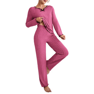 2024 Leisure Home Set en <span class=keywords><strong>pijama</strong></span> hasta la rodilla Transpirable Hot Black Edge Twisted Edge Ropa con Pit <span class=keywords><strong>Bar</strong></span> - Product Image 2