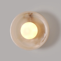 Applique murale ronde en marbre naturel avec lumière chaude pour la décoration de la chambre à coucher et du salon, luminaires halogènes à montage mural