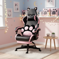 Chaise de jeu ergonomique en cuir personnalisée avec repose-pieds extensible, chaise pivotante rose pour filles
