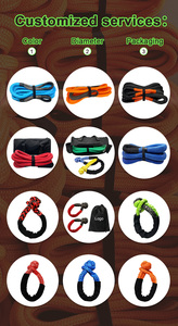Corde de remorquage tressée double 4x4 en nylon cinétique de couleur personnalisée avec œillets Corde de récupération d'outils d'urgence - Product Image 3