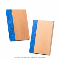 Placa de Madera Personalizada con Franja Azul, Certificado de Premio, Directo de Fábrica, Logotipo Grabado Personalizado, OEM, MOQ Bajo, Venta al Por Mayor Corporativa