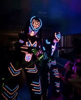 Costume de robot LED coloré RGB, tenue de performance pour bar, DJ, costume de danse lumineux programmable, masque en matériau PU
