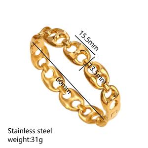 Bracelet tendance pour <span class=keywords><strong>femme</strong></span> en acier inoxydable plaqué or 18 carats PVD, hypoallergénique, motif nez de cochon, forme grain de café, bijou massif, en promotion - Product Image 2