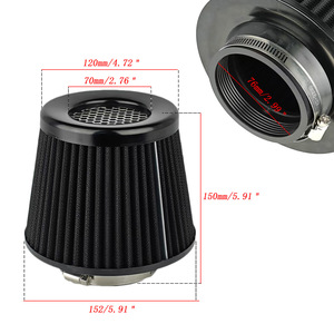 Filtre à air haute performance pour voiture 76MM, tête de champignon noire, pour mise à niveau et rétrofit, avec collier de serrage inclus - Product Image 3