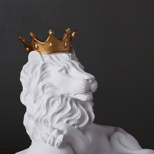 Figurine de Lion en résine, couronne européenne, artisanat créatif, maison, bureau, décoration de porche, cadeaux - Product Image 6