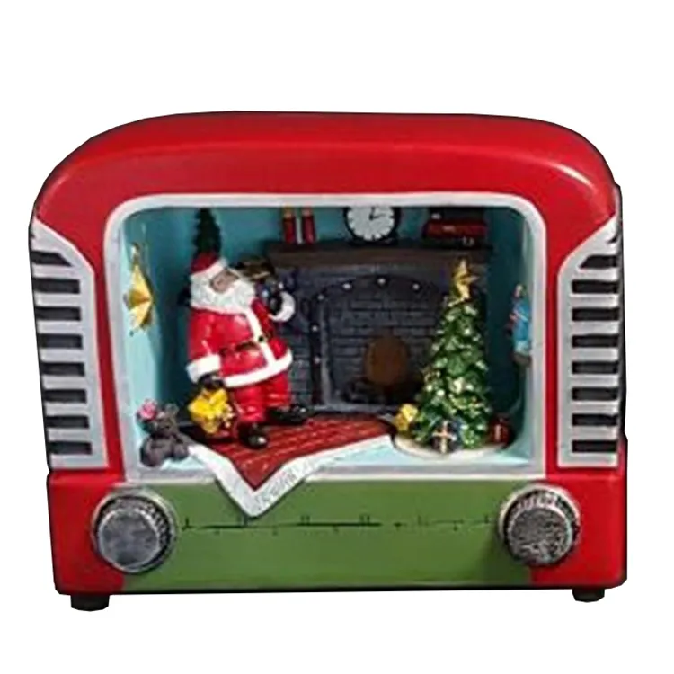 Оптовая продажа Рождественский старый телевизор в стиле деревенской сцены квадратная светодиодная Лампара световая музыкальная шкатулка Navidad Caixas Santa Креативные украшения