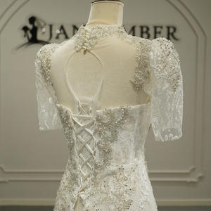 Jancember GT26046 Vestidos <span class=keywords><strong>de</strong></span> Novia Exclusivos <span class=keywords><strong>de</strong></span> Manga Corta y Cuello Alto Estilo Sirena - Product Image 6