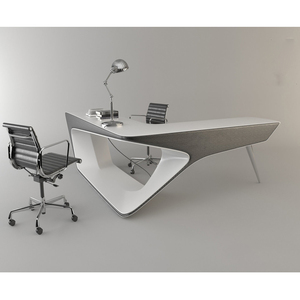 Venta superior alta final Corian de superficie sólida Loft escritorio muebles de oficina en forma de L de mesa de oficina - Product Image 4