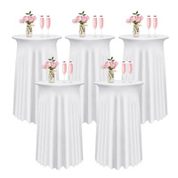 Housses de table rondes en spandex avec jupe, nappes extensibles carrées pour tables hautes de bar et de fête