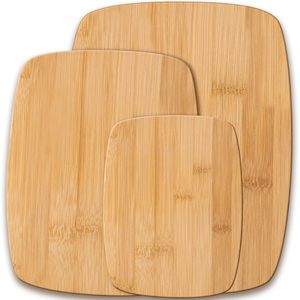 Bamboo Cutting Board <b>Set</b> <b>Square</b> 3 Piece With Handle Kitchen Chopping Blocks - Product Image 1