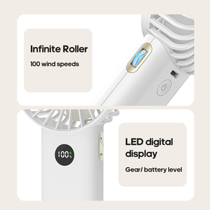 พัดลมมือถือระบบไฟฟ้าขนาด1200มิลลิแอมป์พัดลมแบบชาร์จไฟได้พัดลมแขวน100ความเร็วพัดลมขนาดเล็กพร้อมตะขอแขวนกระเป๋าเป้สะพายหลังกลางแจ้ง - Product Image 5