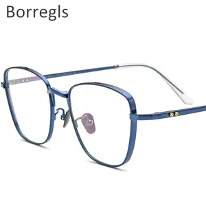 Borregls Pure Titanium Glasses Men Round Myopia Optical Prescription Eyeglass Frame Women Korea Japan Eyewear 18532