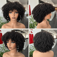 Perruques courtes bouclées afro kinky en gros, sans colle, en cheveux humains brésiliens vierges bruts, boucles volumineuses, perruque courte bouclée