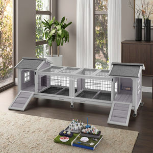 <span class=keywords><strong>Cage</strong></span> moderne en métal pour clapier et cochon d'Inde avec double maison et plateaux sans fuite pour le salon - Product Image 2