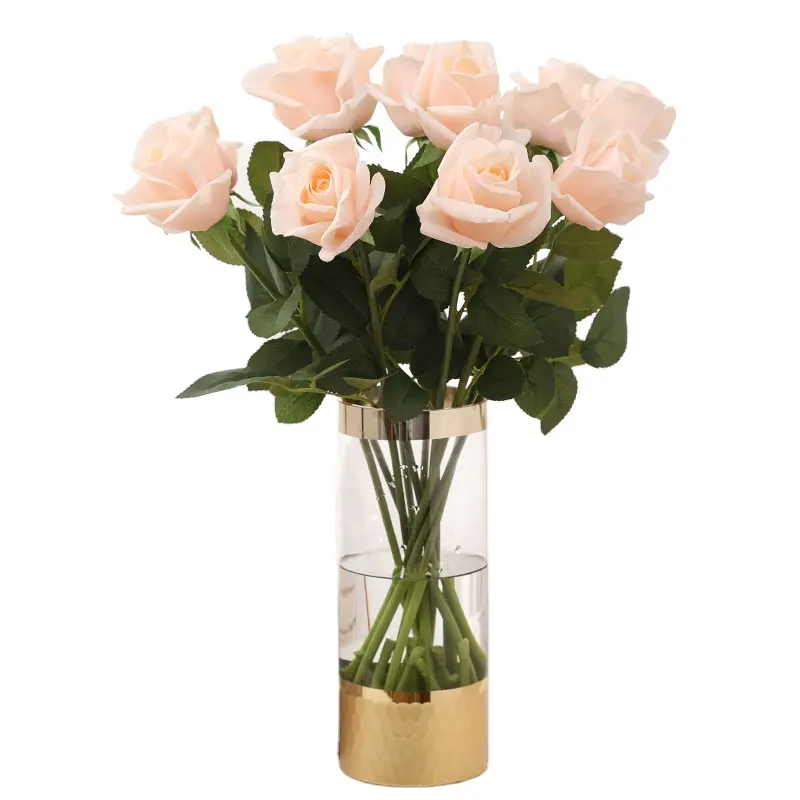 Single Stick Simulation Flowers Flowers Bouquet Single Head Roses Artificial Flowers Bunch For Wedding Decoration