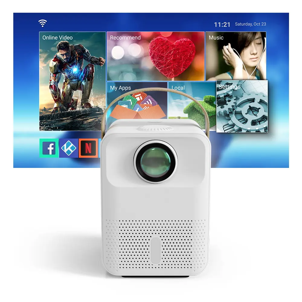 White Color Home Cinema Beamer Projector Manufacturer Wireless Mobile Smart 1080p Led Mini Handy Projector for Phone