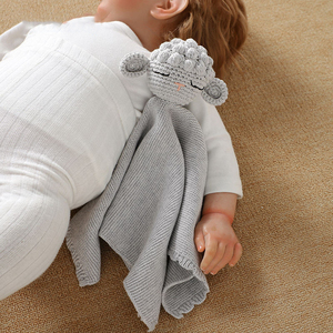 Couverture de sécurité douce en pur coton avec motif de mouton pour bébé, adorable couverture apaisante pour bébé, jouet de réconfort - Product Image 3