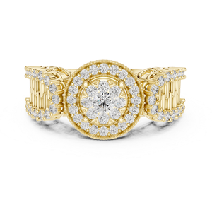 Anillo de Diamantes Dorado de Moda para Mujer, Brillo Suave, Aspecto Elegante, Perfecto para Regalo de Boda, Compromiso y Uso Diario - Product Image 4