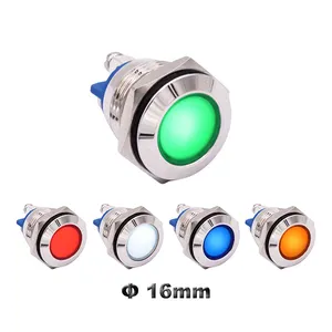 Waterproof Equipment Power Red/Green Flat Indicator Pilot Warning Light LED Panel Mount 16mm Signal Lamp 12V 24V 110V 220V